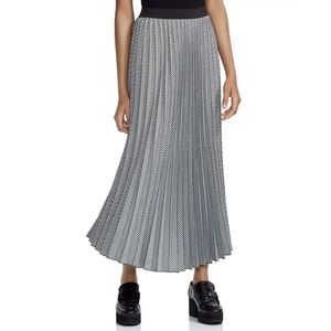 Maje Jazia Checked Pleated Midi Skirt